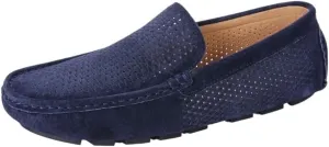 Vintage Loafers for Men's Suede Vamp Hollow Working Driving Loafers Round Toe Solid Color Slip On