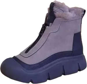 Winter Boots for Women Slip on Comfortable Ankle Fashion Boot Insulated Mid-Calf Booties Faux Fur-Lined Lace up Shoes