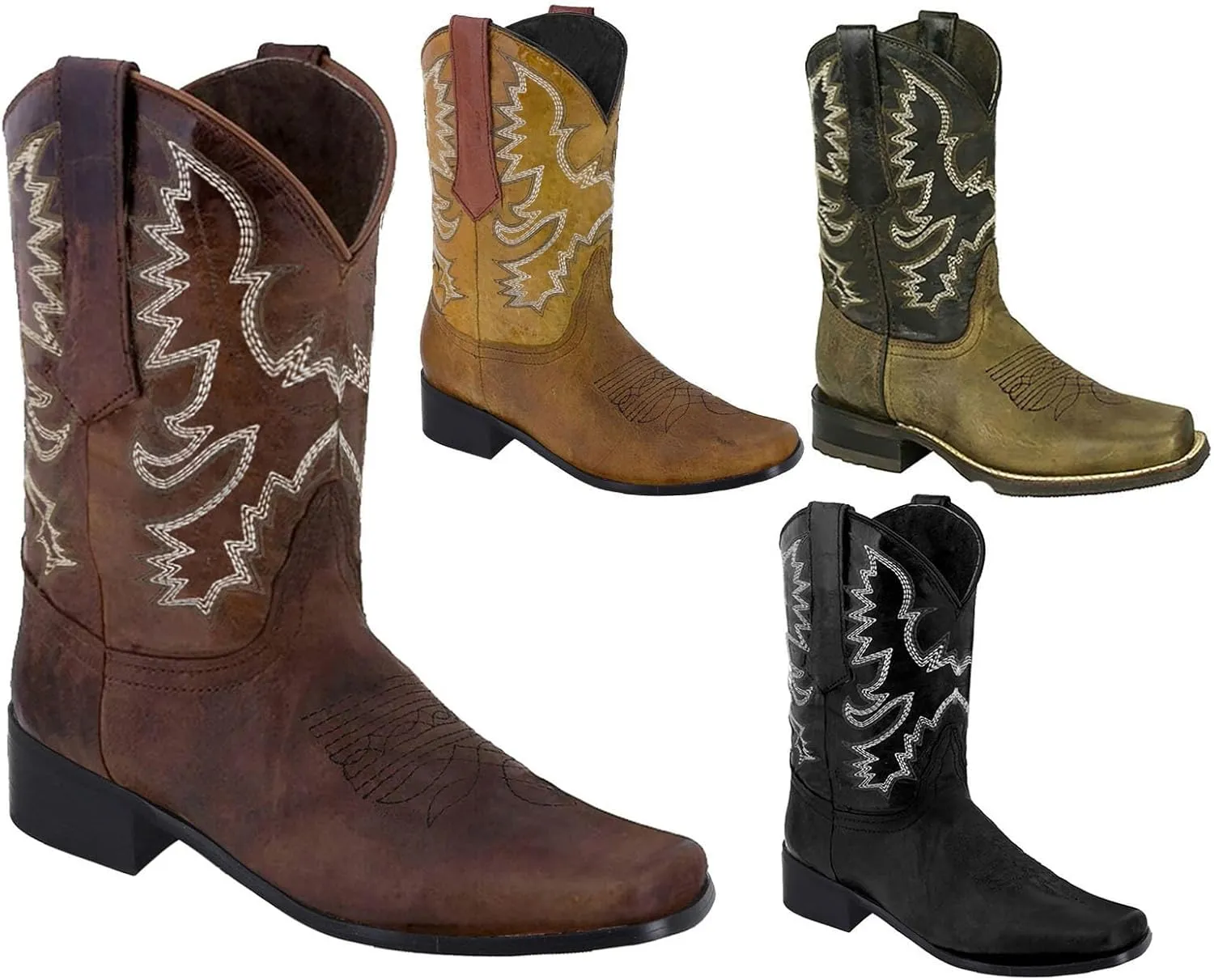 Women Cowboy Boots Wide Calf Cowgirl Boots Low Heel Boots Western Cowboy Boots Embroidered Pointed Toe Cowgirl Boot