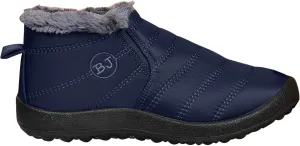 Women Fuzzy Fleece Lined Snow Ankle Boot Outdoor Hiking Casual Flat Booties Winter Warm Trendy Round Toe Short Boot