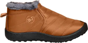 Women Fuzzy Fleece Lined Snow Ankle Boot Outdoor Hiking Casual Flat Booties Winter Warm Trendy Round Toe Short Boot