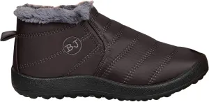 Women Fuzzy Fleece Lined Snow Ankle Boot Outdoor Hiking Casual Flat Booties Winter Warm Trendy Round Toe Short Boot
