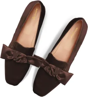 Women Velvet Bow Flats Closed Square Toe Slip On Flat Penny Loafers Comfort Bow-Knot Ballet Flats Office Ladies Work Flat Heel Dress Shoes Fashion Casual Club Driver Flats Fall 4-11 M US