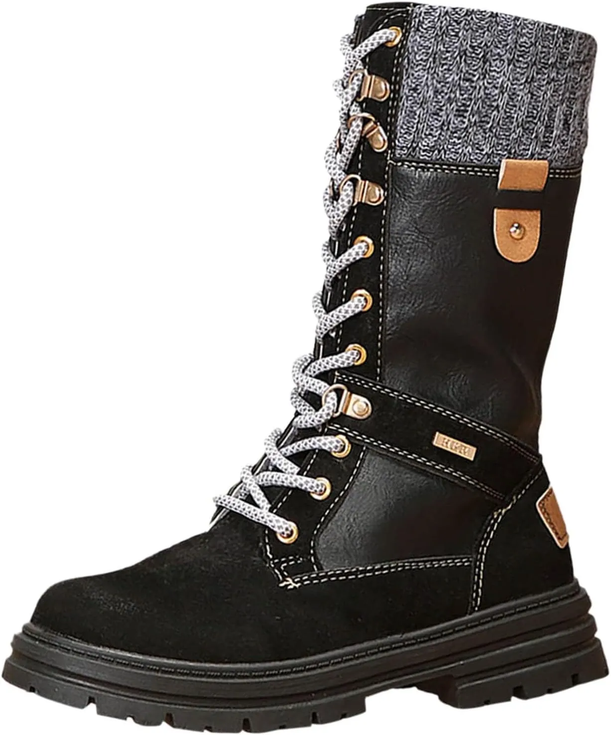 Women's Ankle Winter Boots Low Block Heel Riding Boots Round Toe Ankle Winter Mini Boots Slip on Memory Foam Booties