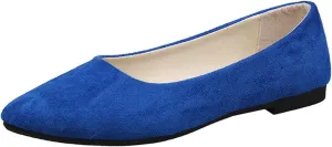 Womens Black Flats Shoes Comfortable Suede Pointed Toe Slip On Casual Ballet Flats Dress Elegant Shoes Nude Flats