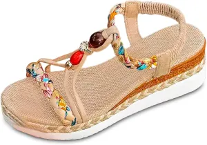Women's Breathable Open Toe Slip On Sandals Comfortable Wedge Heel Shoes for Beach Walking Casual Daily Wear