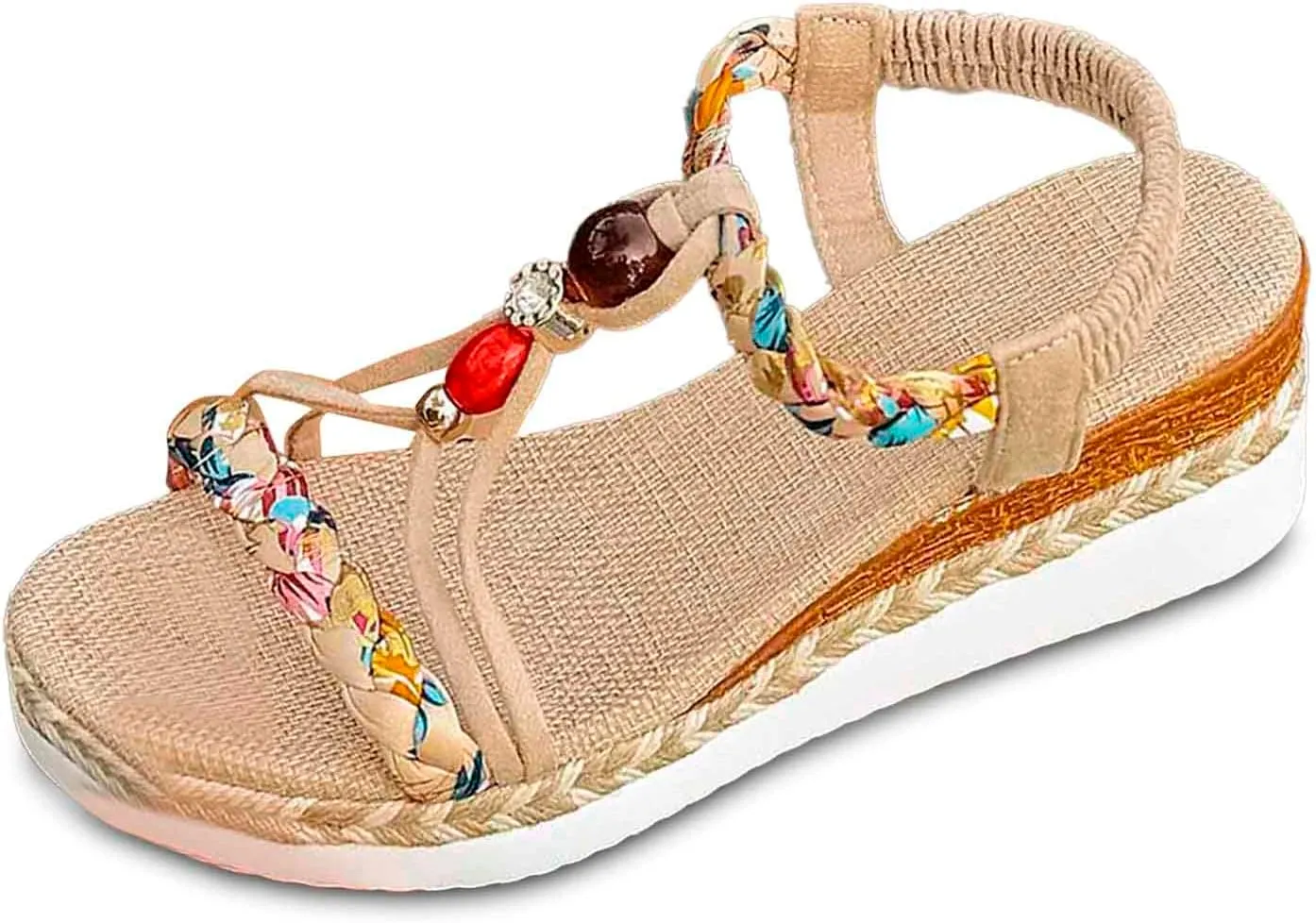 Women's Breathable Open Toe Slip On Sandals Comfortable Wedge Heel Shoes for Beach Walking Casual Daily Wear