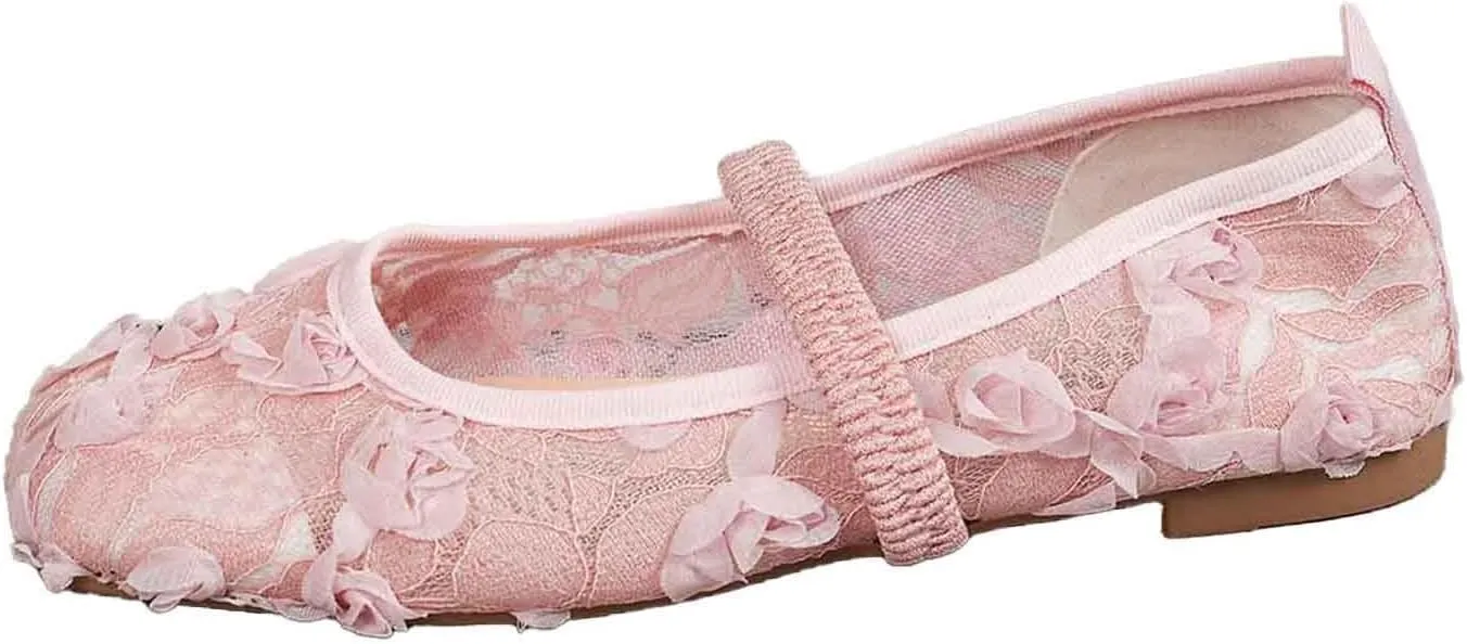 Women's Casual Ballet Comfortable Lace-Up Flat Shoes for Daily Wear with Elastic Band and Pointed Toe Design