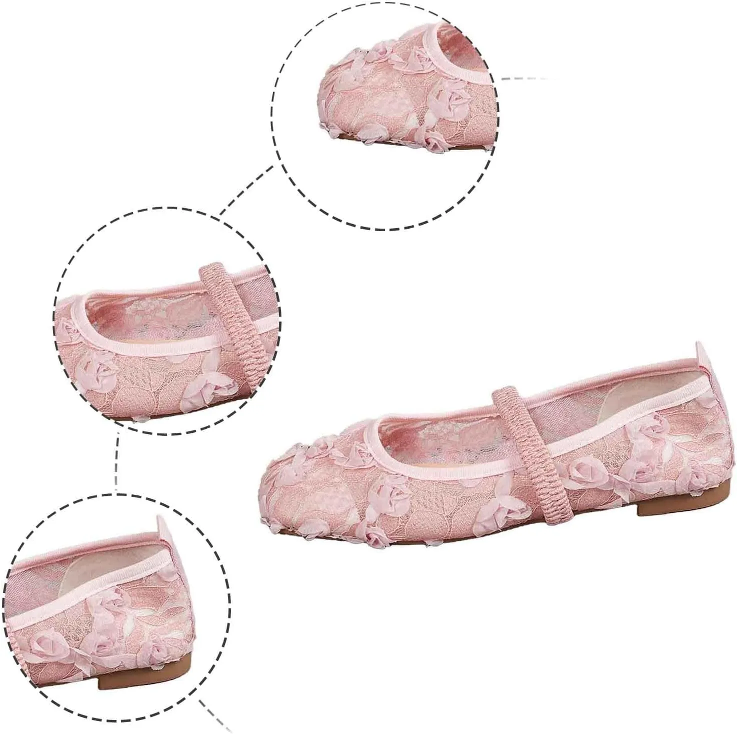 Women's Casual Ballet Comfortable Lace-Up Flat Shoes for Daily Wear with Elastic Band and Pointed Toe Design