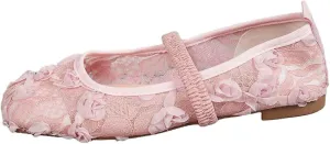 Women's Casual Ballet Comfortable Lace-Up Flat Shoes for Daily Wear with Elastic Band and Pointed Toe Design