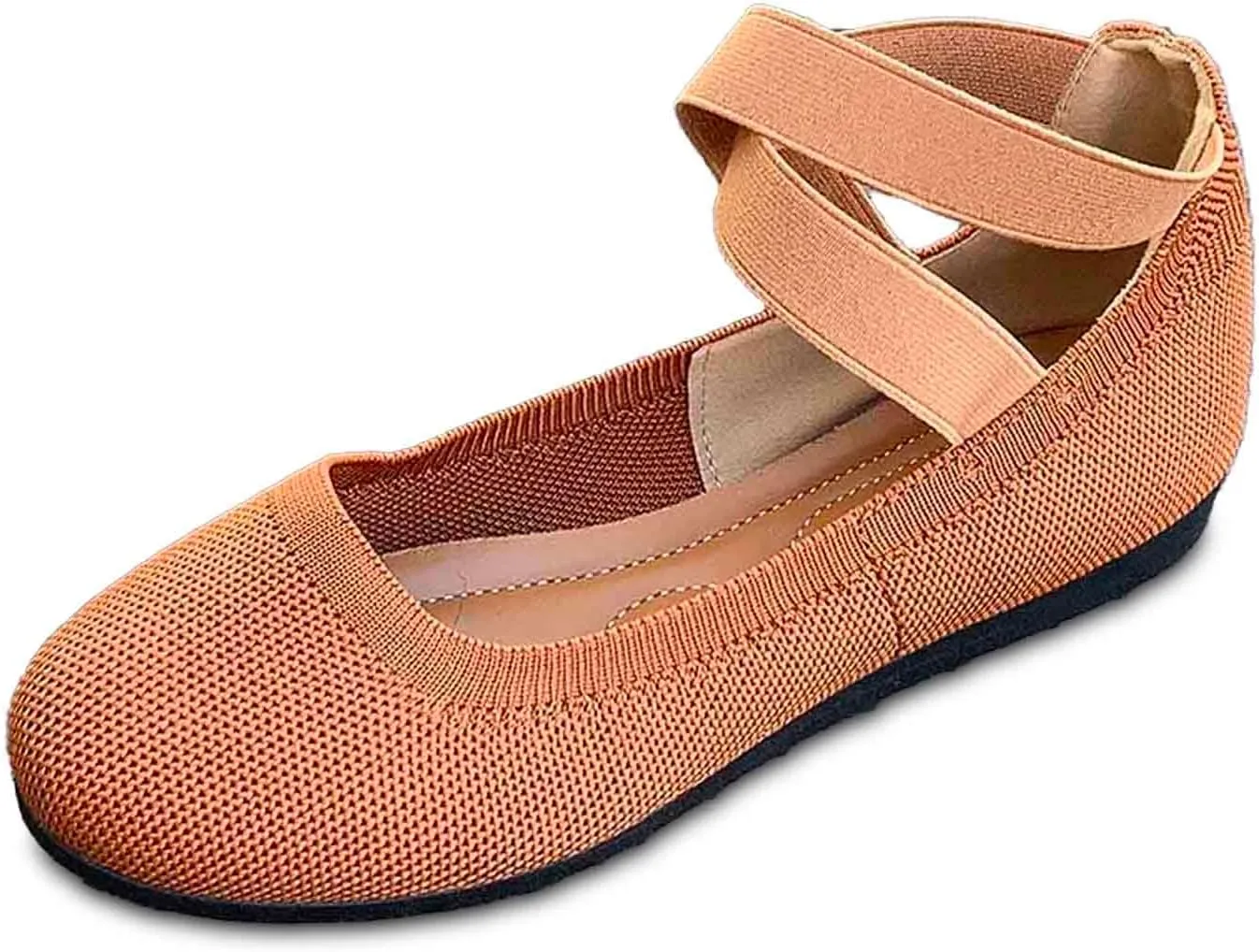 Women's Casual Ballet with Elastic Straps Comfortable Round Toe Slip On Shoes for Daily Wear Dressy Outfits