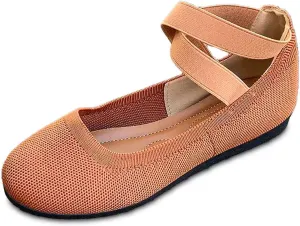 Women's Casual Ballet with Elastic Straps Comfortable Round Toe Slip On Shoes for Daily Wear Dressy Outfits