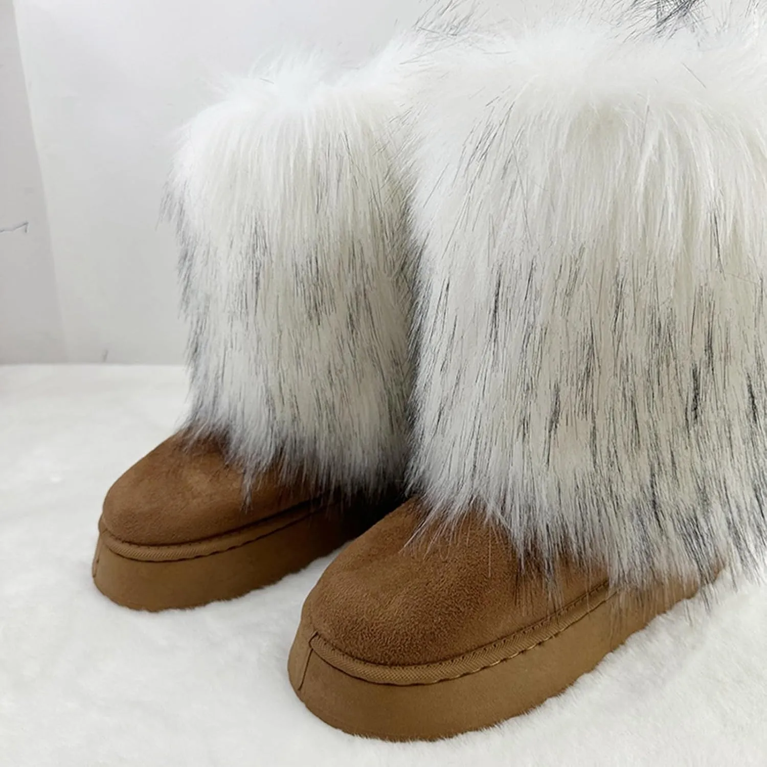 Women's Fashion Casual Outdoor Furry Boots Winter Imitation Snow Boots 50cm High Boots City Snow Boots Women