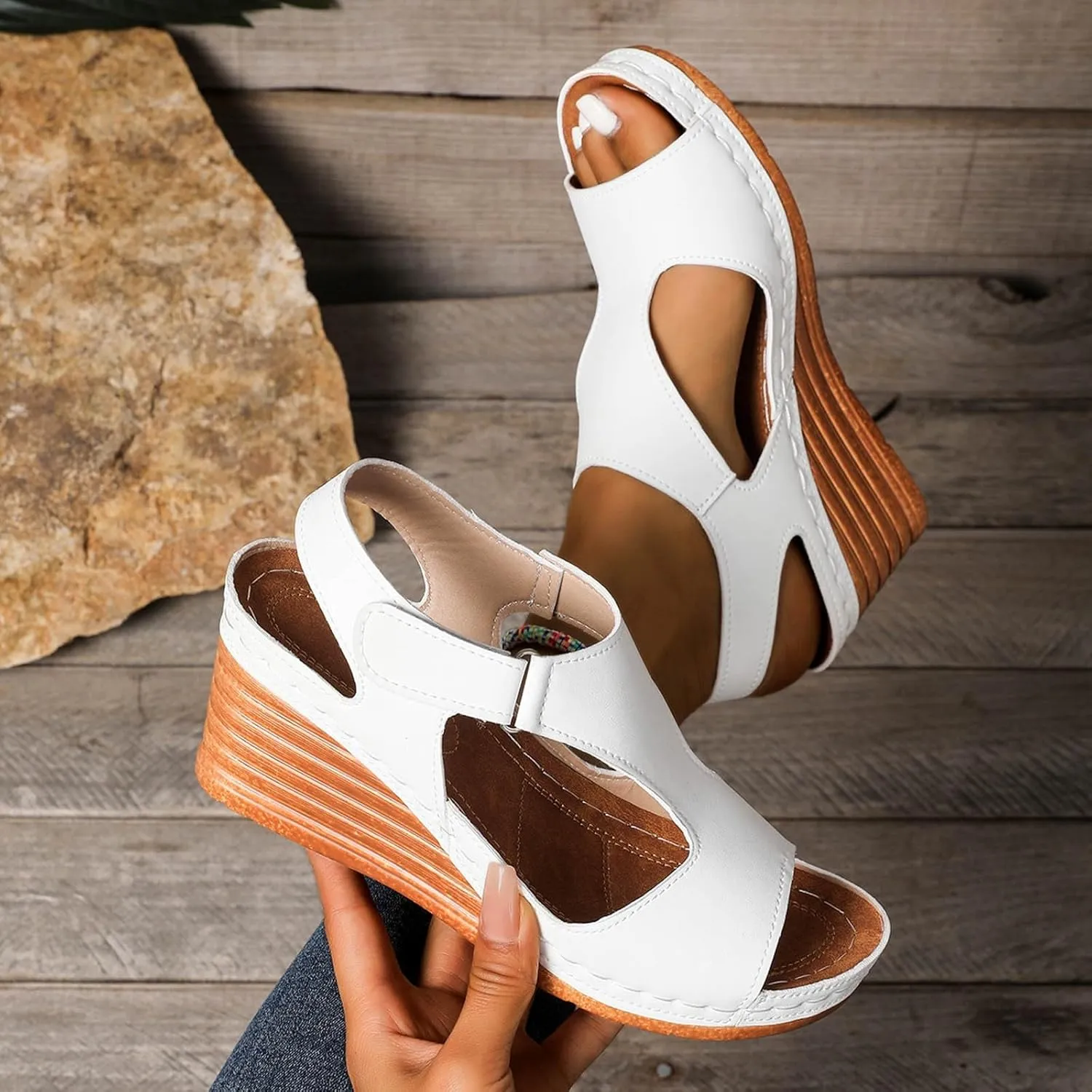 Women's Sandals For Daily Casual Wear Featuring Open Toe Design Hook and Loop Summer Teal Sandals Lady Heels