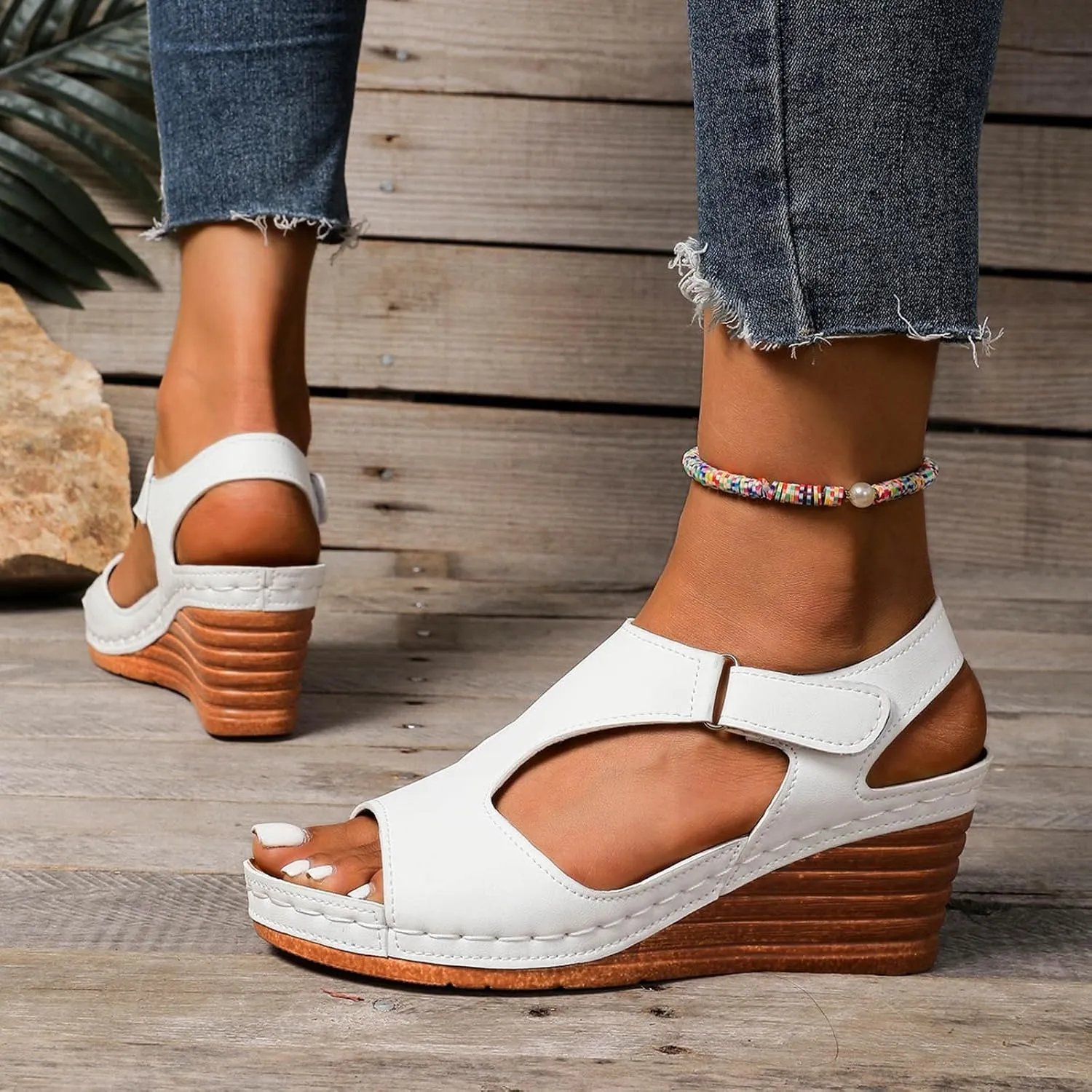 Women's Sandals For Daily Casual Wear Featuring Open Toe Design Hook and Loop Summer Teal Sandals Lady Heels