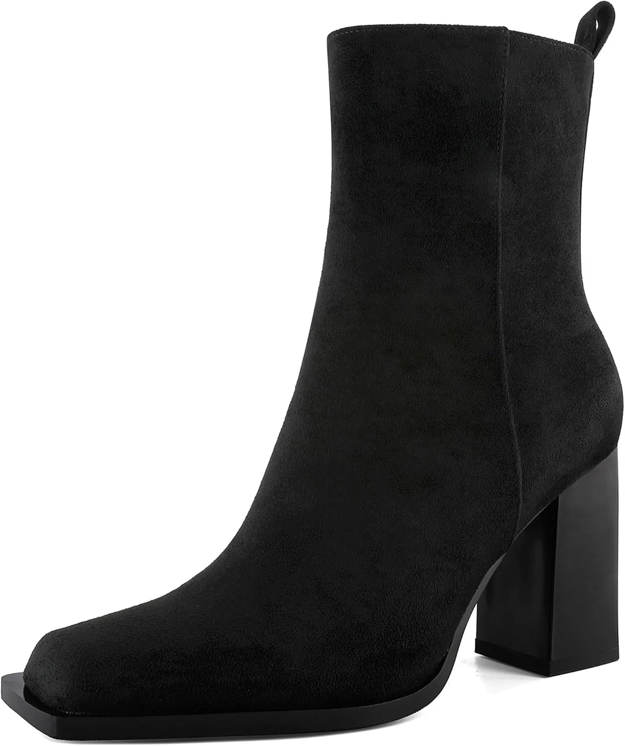 YODEKS Ankle Boots For Women Short Boots Square Toe Boots Chunky High Heel Side Zipper Boots