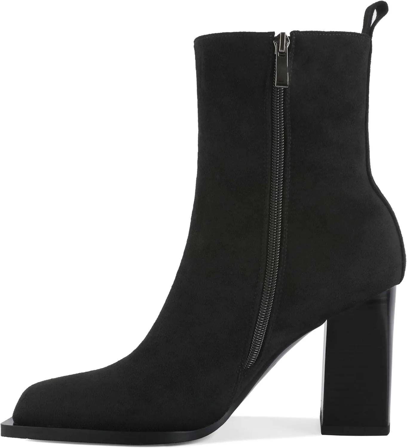 YODEKS Ankle Boots For Women Short Boots Square Toe Boots Chunky High Heel Side Zipper Boots